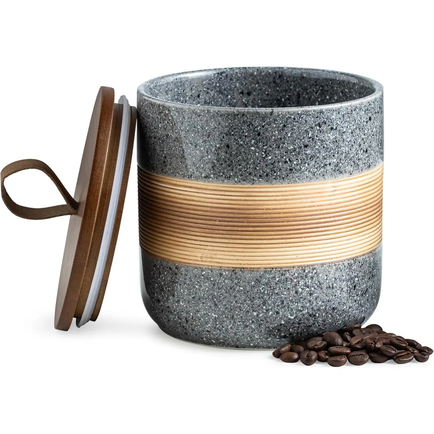 Jars with Airtight Lid, Coffee Container Canister Kitchen  Storage Jars for  Sugar  Bag, Stackable Decorative Jars for Countertop, Grey & 37oz