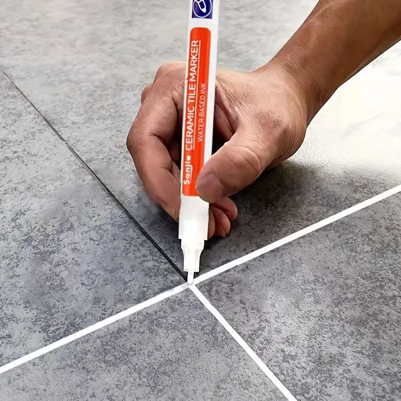 1/4Pcs Heavy-Duty Grout Repair Pen, Caulk Repair Pen, Tile Grout Pen, Ceramic Tile Marker Pen,No Mixing Formula Needed, Ideal for Bathroom Kitchen Porch Patio, Fine Tip Design, Color-Coded Cap