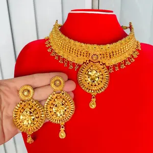 Gold plated Choker/Necklace with earrings