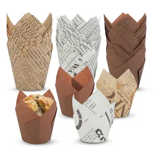 150pcs Tulip Cupcake Liners, Premium Muffin Liners Holders for Baking Cups, Greaseproof Cupcake Wrappers in Standard Size, Classic Parchment Paper Cupcakes Liner for Party