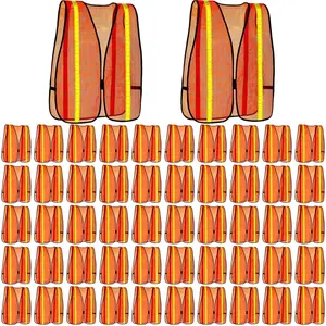 20 pcs high visibility reflective safety vest construction vest strips neon mesh universal size for men outdoorneon orange20 pcs