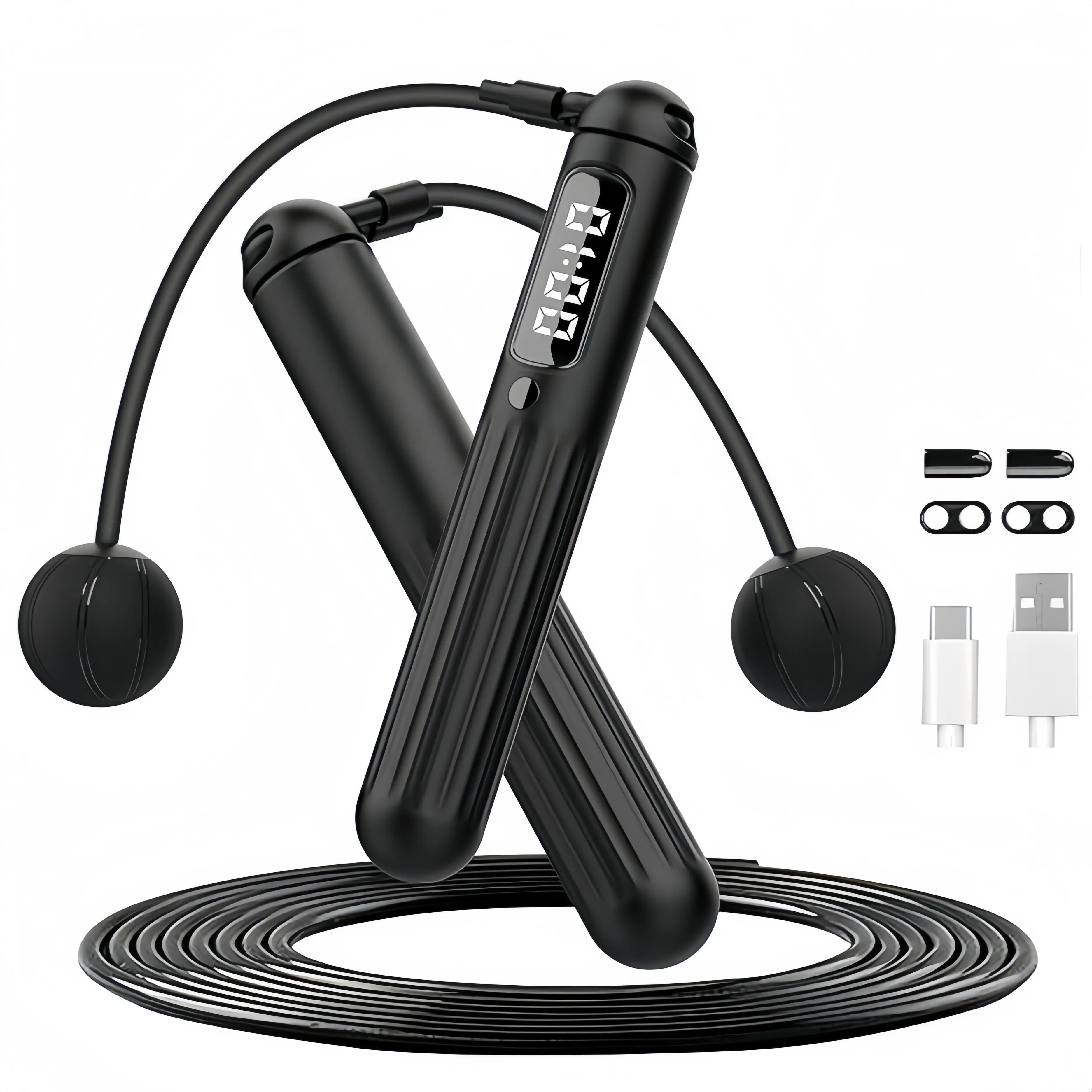 LMMAKE 1PC 2-in-1 Smart Jump Rope - Cordless Skipping Rope with Counter, Adjustable Length for Adults' Cardio Fitness Indoors & Outdoors