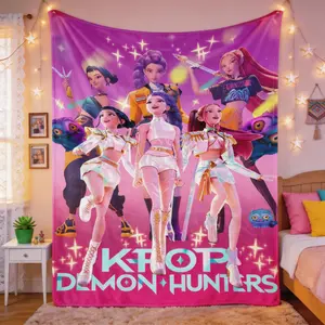 Huntrx Starlight Girl Comic Flannel Blanket, Anime Character Theme Warm Throw, Perfect for Friends, Family, Party Decor, Sofa, Bedroom, Living Room It is an excellent gift for children, family and friends