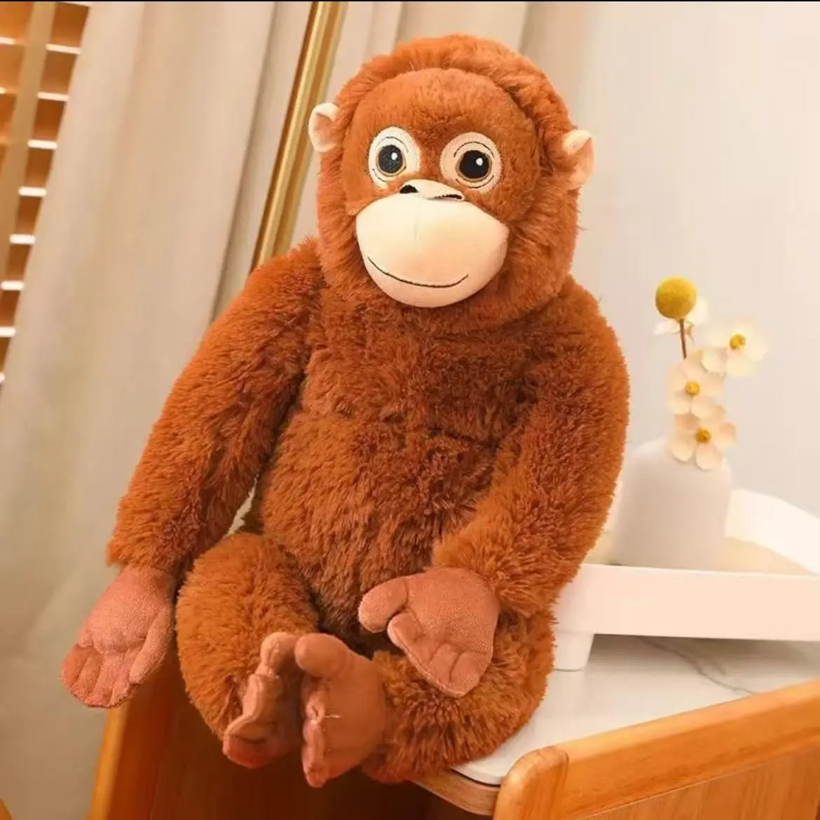 Gorilla Plush Toy Long-Armed Monkey Doll, Soft Stuffed Doll, Comfortable Headrest, Soft Filled Animal, Perfect Gift for Children, Cozy and Durable Design, Cute Stuffies, Huggable Stuffed Animal