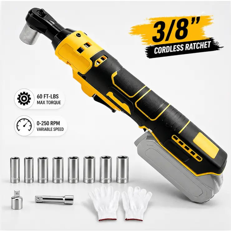 Brushless Cordless Electric Ratchet Wrench 3/8" for Dewalt 20V Li-Ion Battery