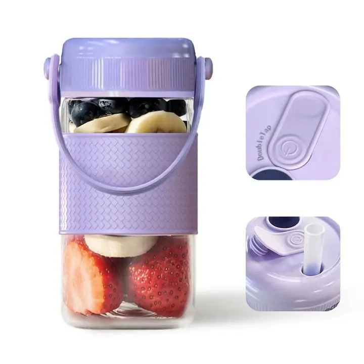 Karinear Portable 700ml BPA-Free Compact Small Size Blender with LED Display, USB Rechargeable, Leakproof Lid, Chug Spout, Detachable Straw, On-the-Go Kitchen Appliance for Smoothies, Ice, Frozen Fruit perfect travel