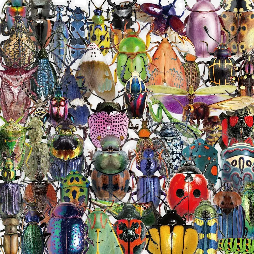 Insect Pattern Sticker, 50pcs/set Realistic Style 3D Decorative Sticker, Art Stickers, Waterproof Self Adhesive Decor Paper for Gift Greeting Card Water Bottle Laptop Phone