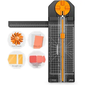 Paper - 12" Paper Trimmer Multi-Function Scrapbooking Tool with Straight, Wave, Perforated & Creasing Blades for Craft Paper,Cardstock, Coupon, Label, Photo,Postcard (Black)