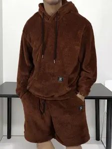 Men's Hooded Sweatshirt & Shorts Set Outfit, Fresh New Arrival Must-Have, Casual Long Sleeve Fitted Design Suit