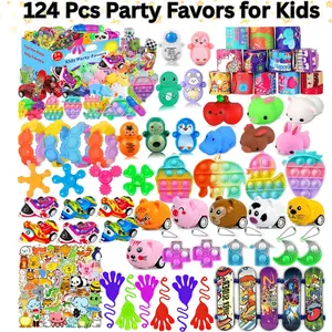 124 PCS Unisex Varied Toys Set with Squishies, ABS-Component Pinata Fillers, Easter Basket Stuffers & Classroom Prizes for Kids Ages 4-12