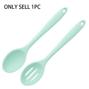Silicone Cooking Spoon & Slotted Spoon ,  Heat Resistant Non-Stick Kitchen Utensils Gadgets, BPA Free & Dishwasher Safe,No More Scratched Pans! Child Food Spoon, Salad Spoon,Ideal for Daily Use