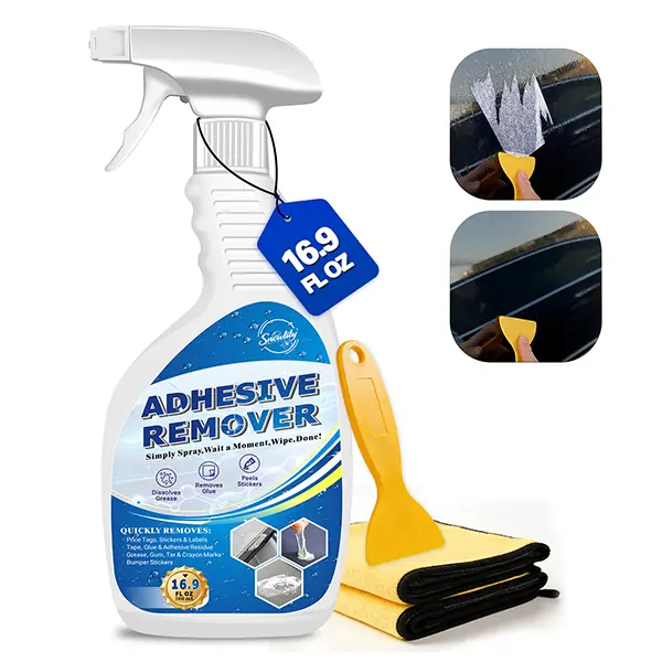 Adhesive  Spray 16.9oz, Fast-Acting Glue & Sticker , Removes Labels, Tape, Gum & Grease, Multi-Surface Cleaner with Scraper & Towel household caulk remover