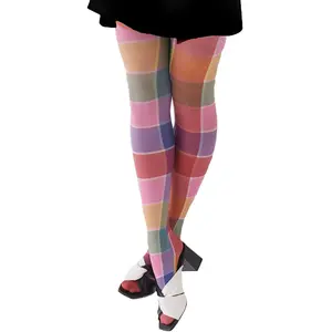 Women Tights Opaque High Waist Floral Printed Pantyhose Vintage Sheer Mesh Thigh High Stockings Leggings Heart/Floral/Cloud/Plaid Print Tights Leggings