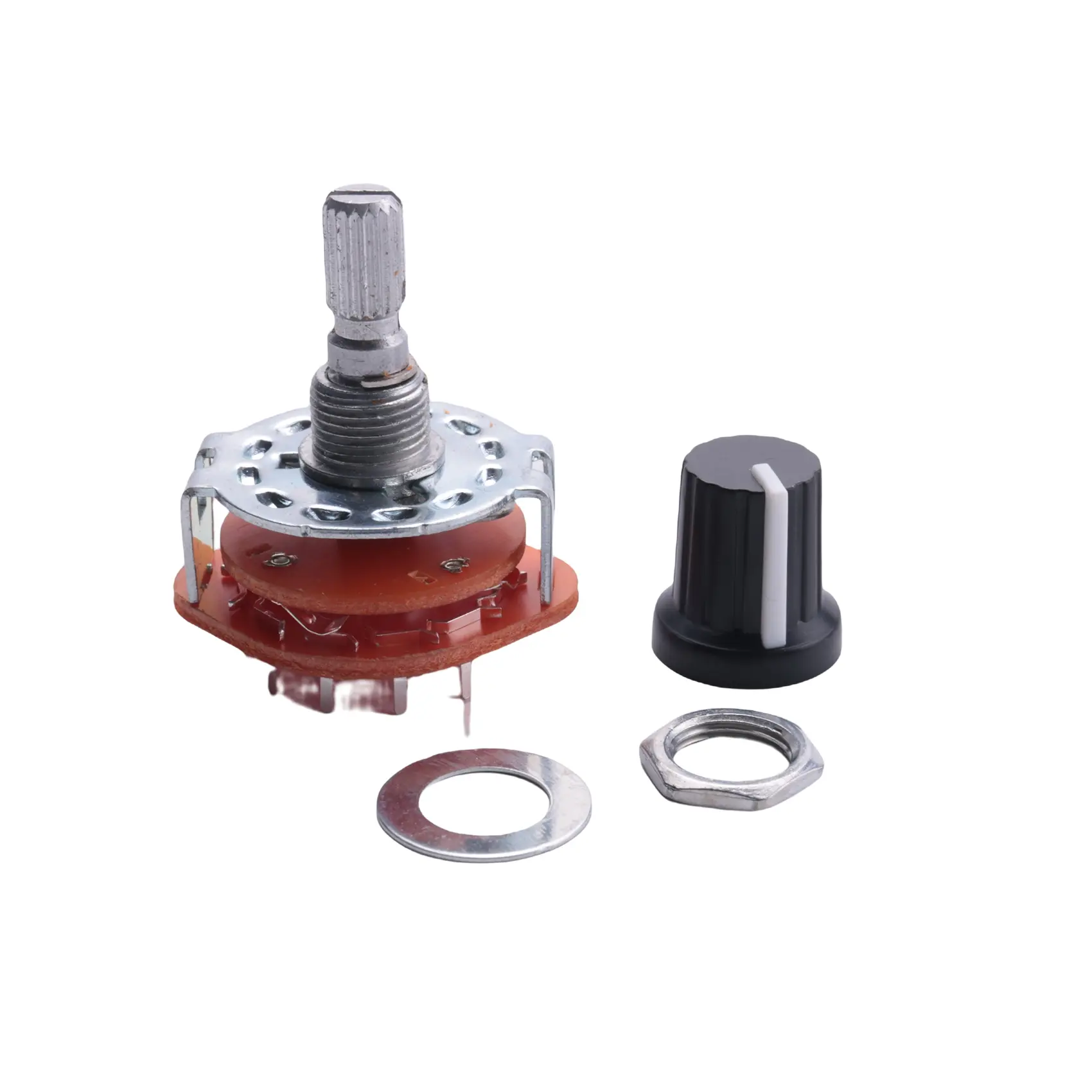 Rotary Switch 4 Pole 3 Position (4P3T), 16-Pin 2-Deck Ceramic Band Selector with Plastic Knob for TV Control Unit, Radio and Industrial Use, 9Mm, 1 Piece