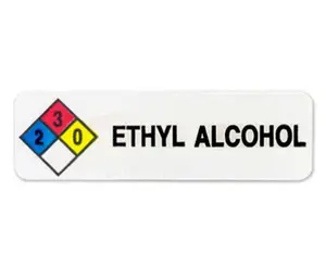 "Ethyl Alcohol" HMIG Safety Labels, 0.75" x 2.5", 250/ROLL