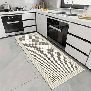 1 Piece Lines Striped Soft Kitchen Floor Mats Non-Slip Washable, Absorbent Porch Rug, Door Mat, Living Room Bathroom Absorbent Mat Set, Area Rugs, Decorative Floor Mats, Machine Washable Rug, Modern Indoor Rug, Household Decorative Rug