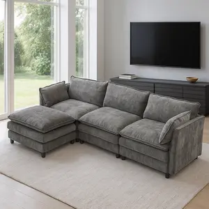 Modular Sectional Sofa  - Free Combination, Convertible U/L-Shaped, Light Gray (3 Color Options) - Couch for Living Room, Living Room Couch