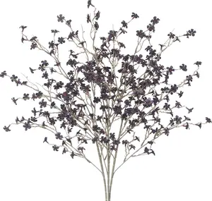 3 Pcs Cherry Blossom Branches Artificial Flowers for Spring Summer Indoor Decoration Faux Cherry Blossom Long Stems Black Silk Fake Flowers for Tall Vase Arrangements Home Wedding Table Decor