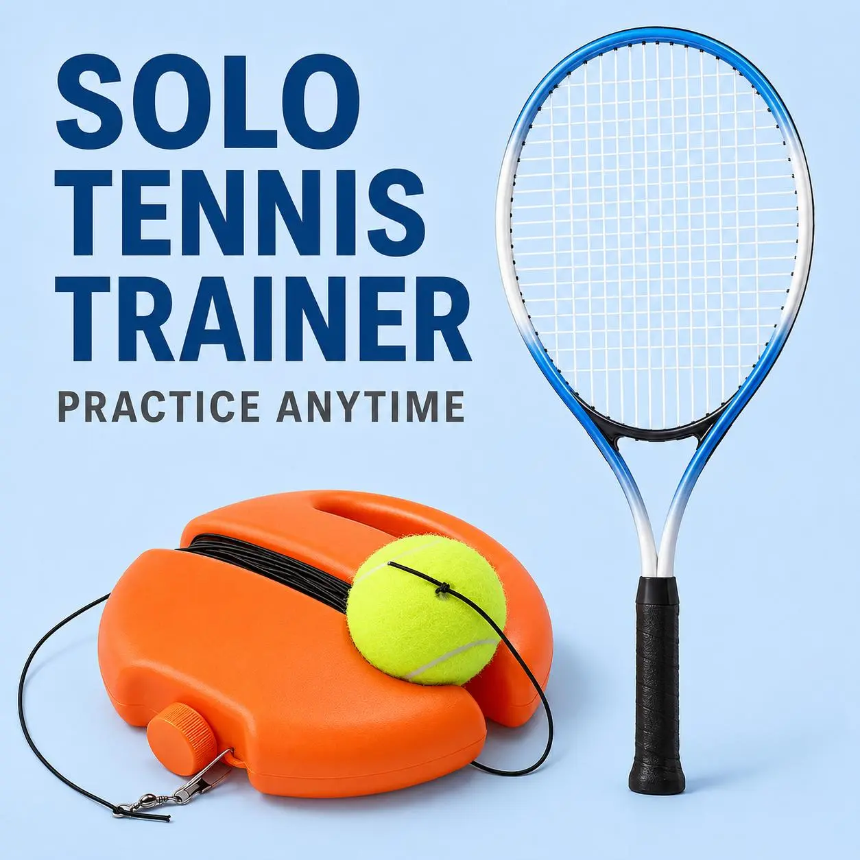 Solo Tennis Trainer Rebound Ball Set with Water-Fill Base, 3 Tethered Tennis Balls, Portable Self-Practice Equipment for Outdoor Tennis Training