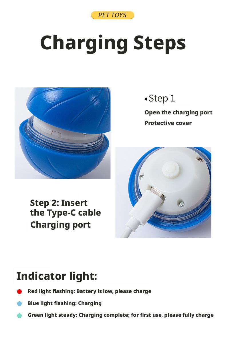 Automatic Interactive Dog Toy Ball, Smart Moving Dog Ball with Obstacle Avoidance, Rechargeable Bouncing Dog Toy for Small Medium Dogs Self Play