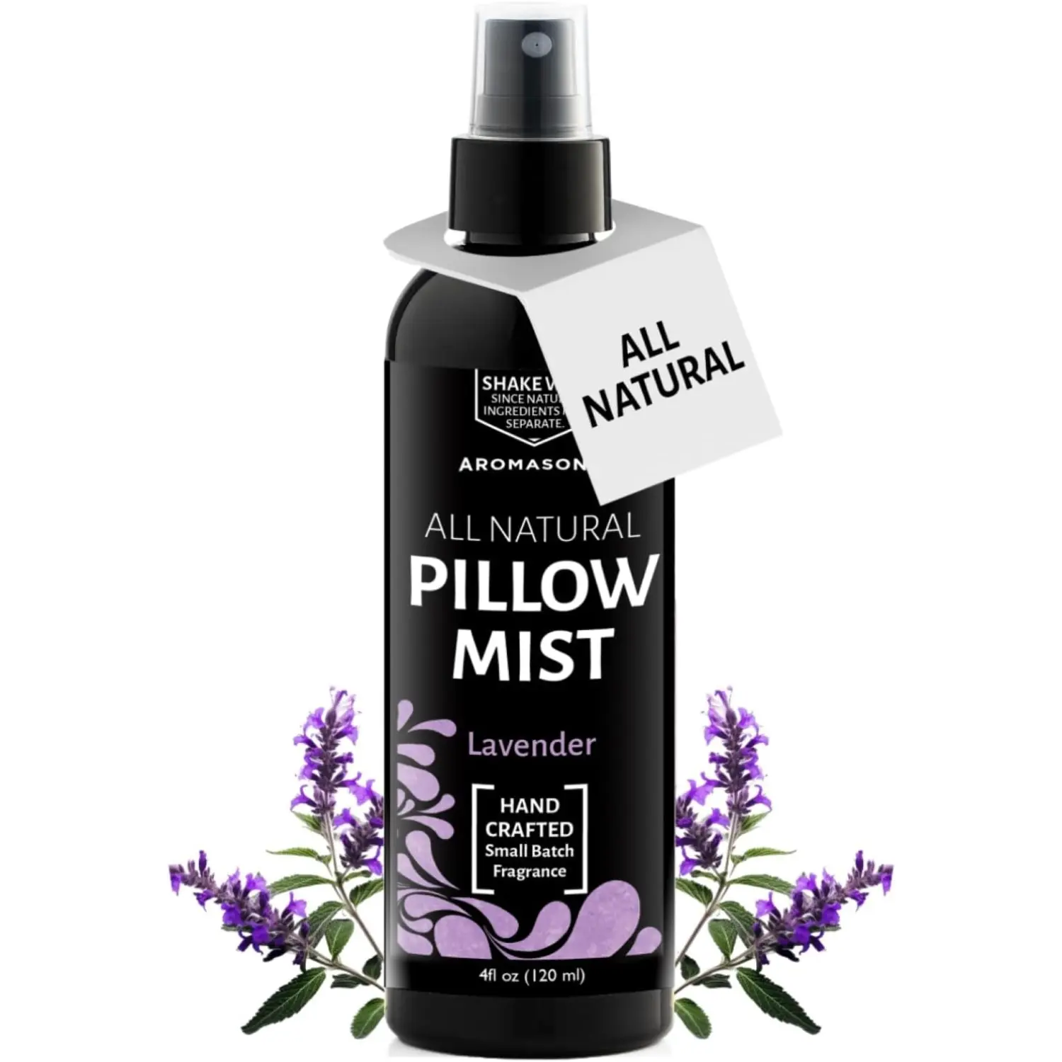 AROMASONG 4 fl oz Handmade Small Batch Lavender Oil Pillow Spray - Chemical-Free, Synthetic-Free Natural Home Fragrance Freshener with Plant-Based Organic Plant Oils, 24-Month Shelf Life, Portable Aromatic Therapy Sleep Aid Room Spray for Children