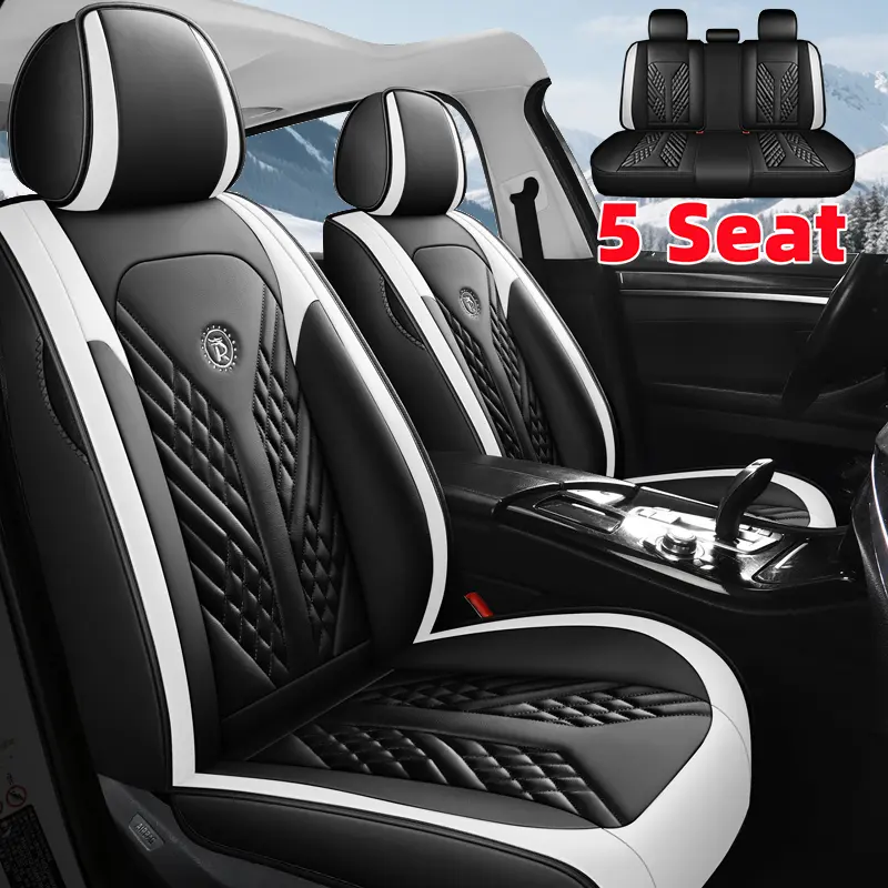 5-Seat Full Set Car Seat Cover in High-Quality PU Leather Waterproof Wear-Resistant Anti-Wrinkle Soft Comfortable for All Seasons Car Seat Accessories Car Seat Cushion
