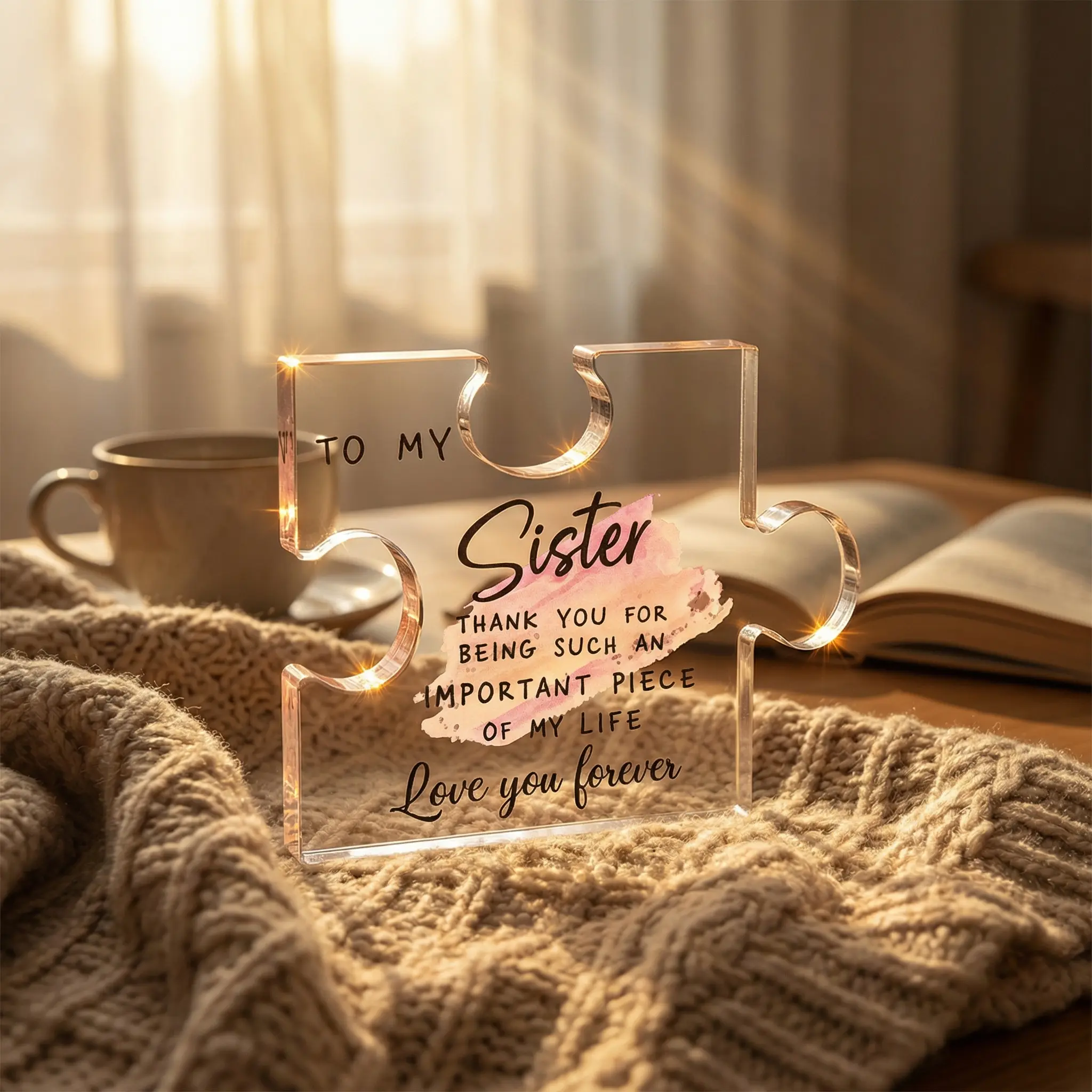 Sisters Acrylic Jigsaw Plaque 3.5*4in Custom Friendship Keepsake Assemblable 2D Puzzle Photography Prop Sentimental Gift for Sisters Best Friends Birthdays Weddings Thanksgiving Christmas