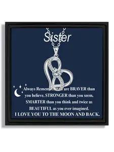 1 piece infinite heart pendant necklace birthday gift for sister style with blessing card and box Love Heart Necklace