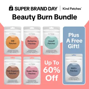 Kind Patches Beauty Burn Bundle: 30 MB + 30 Berberine + 30 Unpuff + 30 Super Glow + 30 Hair Support + 30 NAD+ Pacthes, Metabolic Balance & Digestive Health, Beauty Vitality & NAD+ Production Support, Natural Ingredients