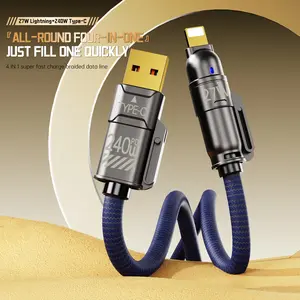 240W USB C Fast Charger Set, Fast Charging Adapter with 5.9FT 4-in-1 USB A+Type C Data Sync Cable For