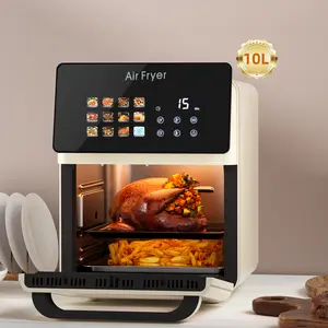 10L Large Xl Pro Air Fryer Oven With Grill Combo For Kitchen Countertop Use,12 in 1 Smart Convection Ovens,AirFryer With Glass View Window,Nonstick Basket,Fryer Liners,Removable Door-White