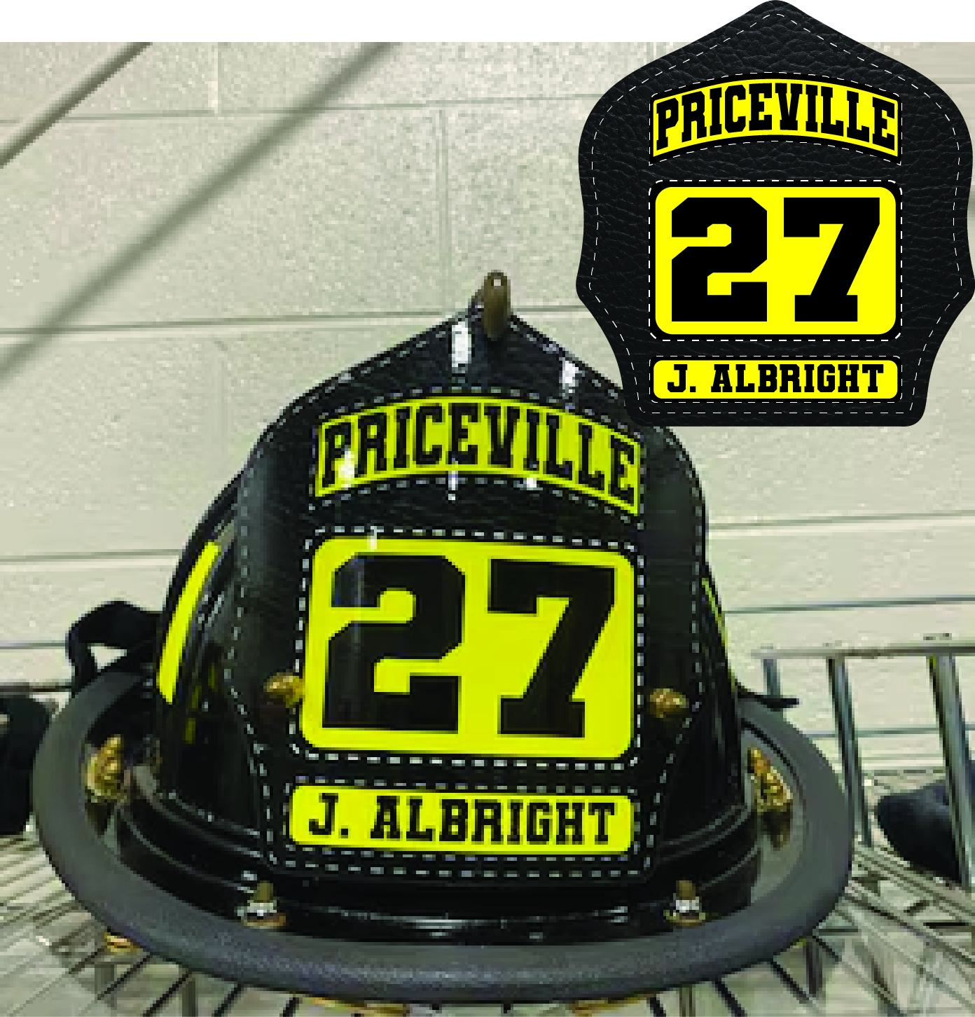 Firefighter Metal Helmet Shields, sublimated metal, quick turnaround.  Many styles, made for you.