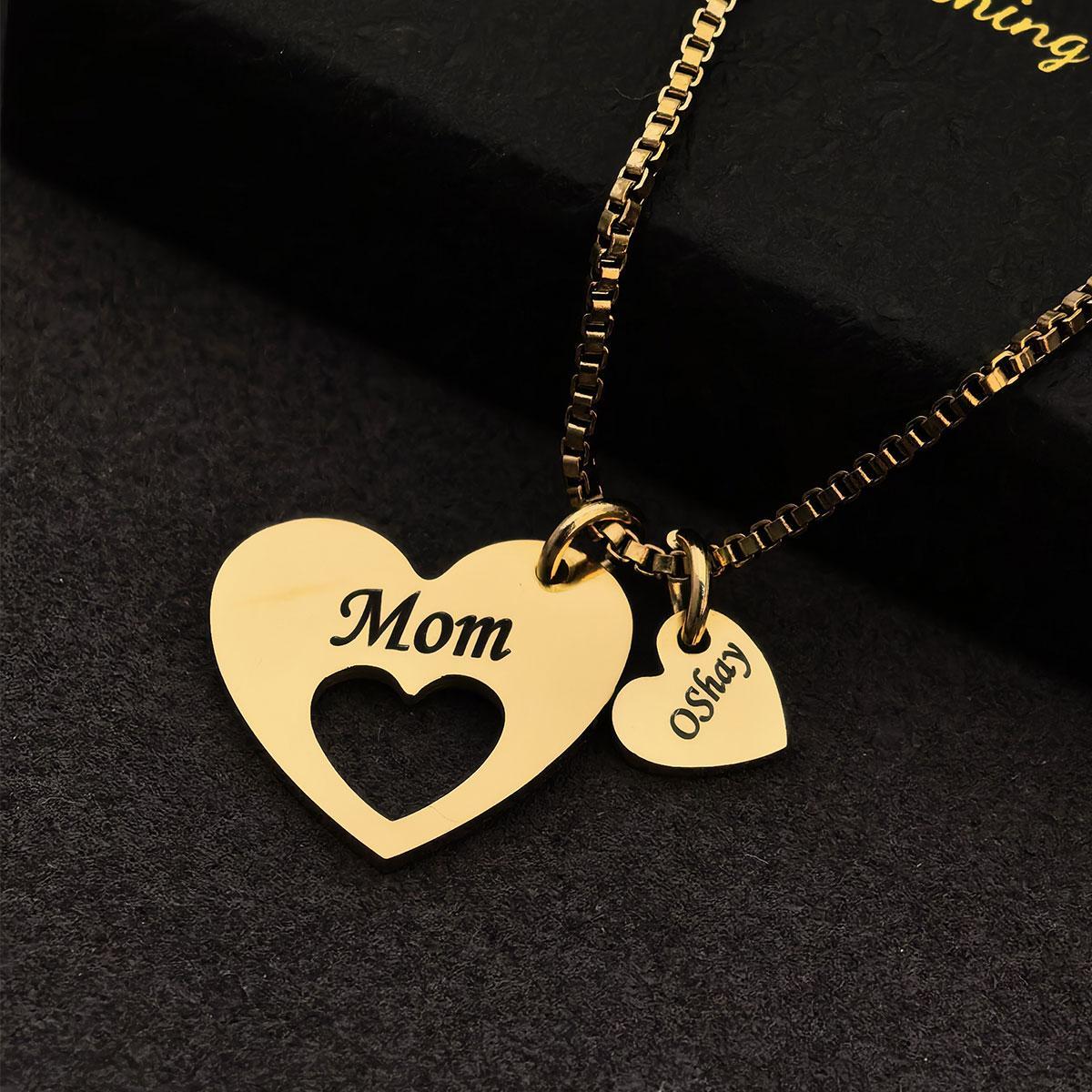 AS1988 Personalized Engraved Name Love Pendant Stainless Steel Custom Multi-name Necklace Holiday Birthday Gift for Mom