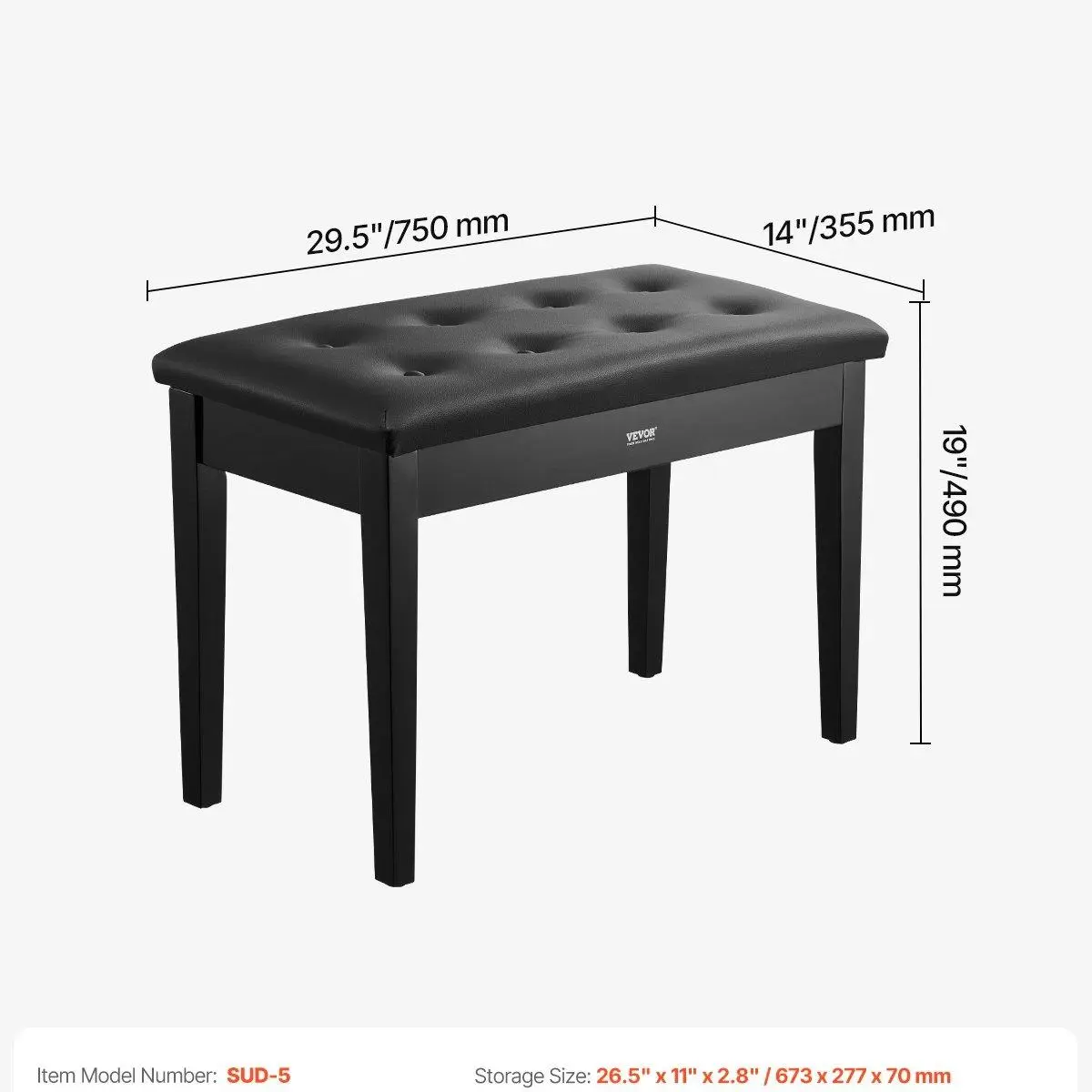 29.5" x 14" x 19" / 750 x 355 x 490 mm