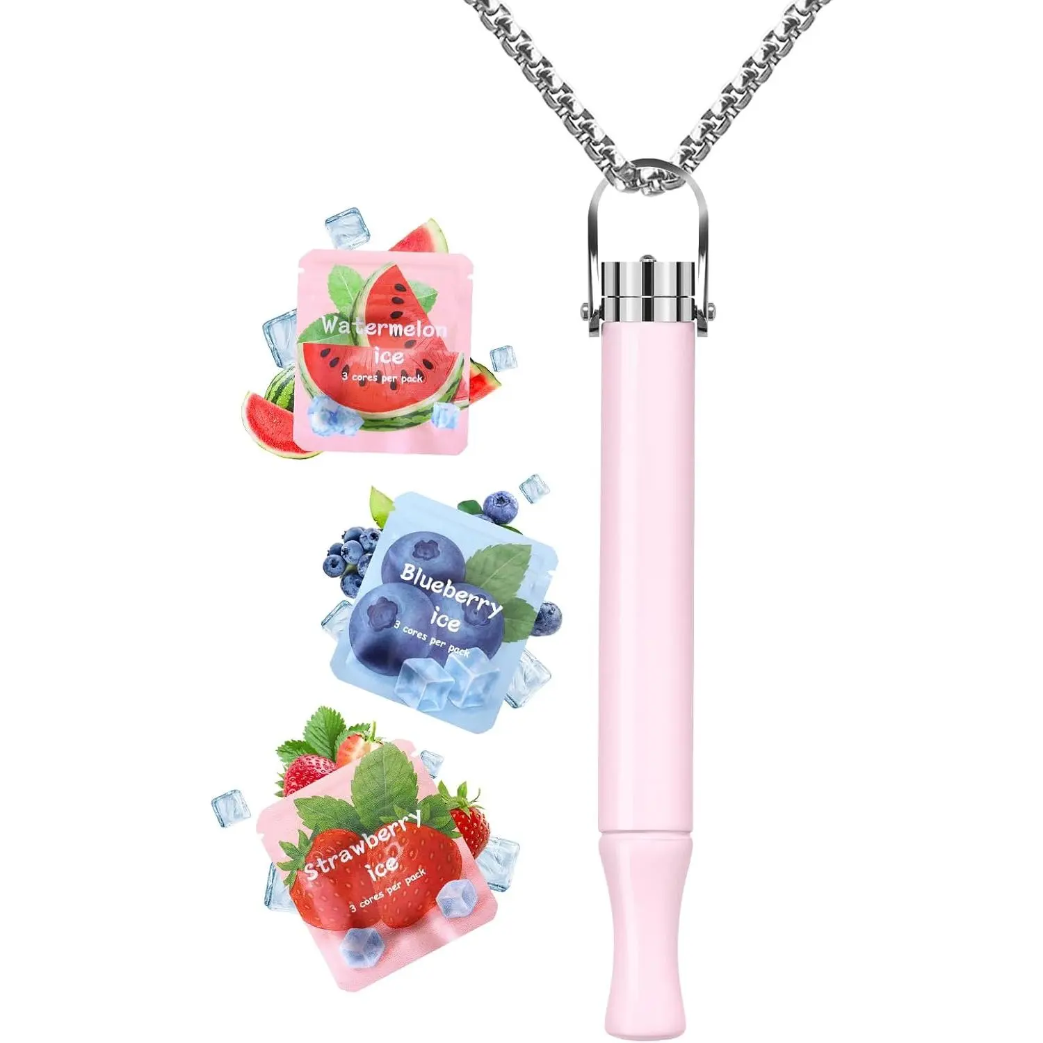 Anti Breathing Necklace - Adjustable Quit Anxiety Necklaces for Women Stop Breathe Free with Filter Flavored Breathing Necklace with Resistance Smokeless Fidget Relief Whistle