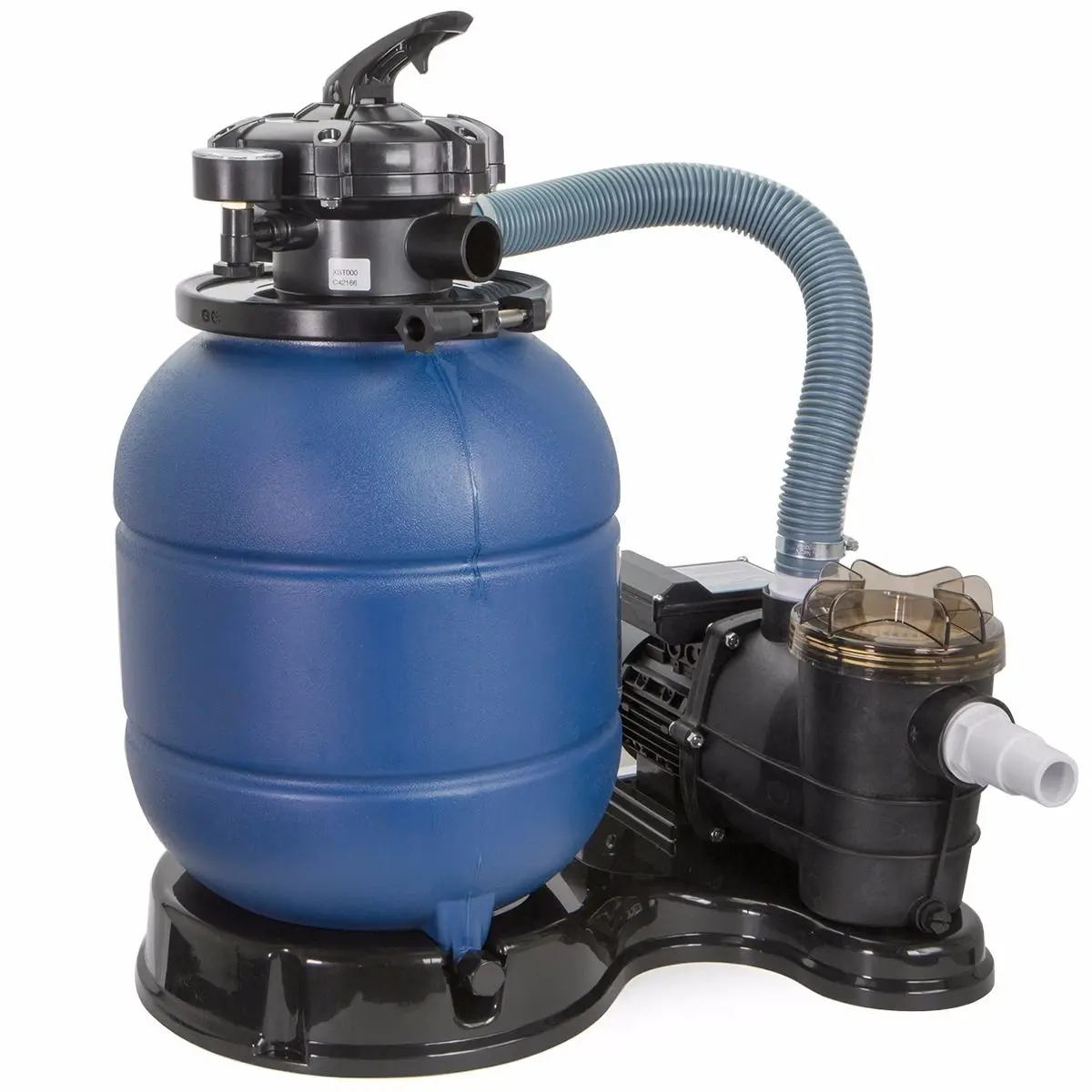 XtremepowerUS 2400GPH 13-in PE Plastic Tank Sand Filter System - Pool Cleaning Filters, Freestanding Above-Ground, Includes Pump, 4-Way Valve, Water Filtration & Backwash, Compatible with Above Ground Pools, Intex Models, Freestanding Above-Ground Filters