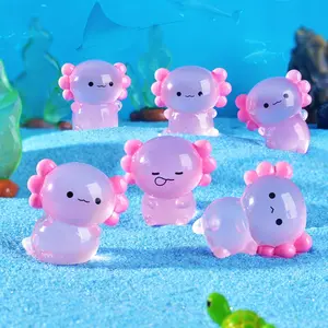 6/12Pcs Mini Resin Axolotl Miniature Axolotl Cute Decorative Ornament Charms, Glow in The Dark Tiny Axolotl Figurines Resin Small Animals for DIY Craft Garden Landscape Potted Plant Aquarium Decoration, Garden Accessories
