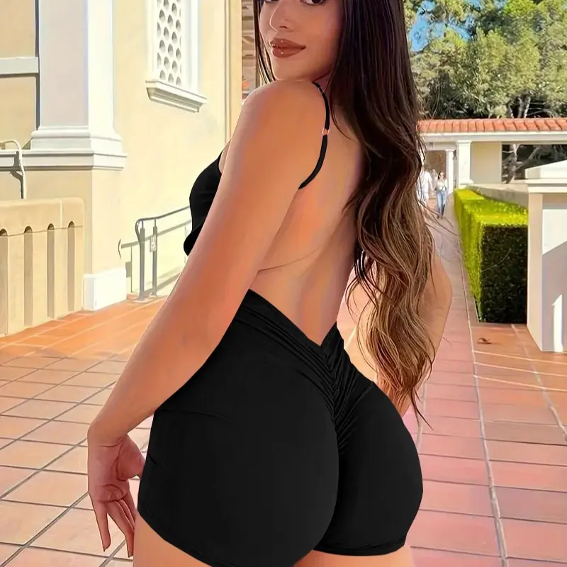 USBoutiqueCHIC Women's Summer Sleeveless Jumpsuit - Soft Romper with Adjustable Straps, Comfortable Shorts for Casual & Vacation