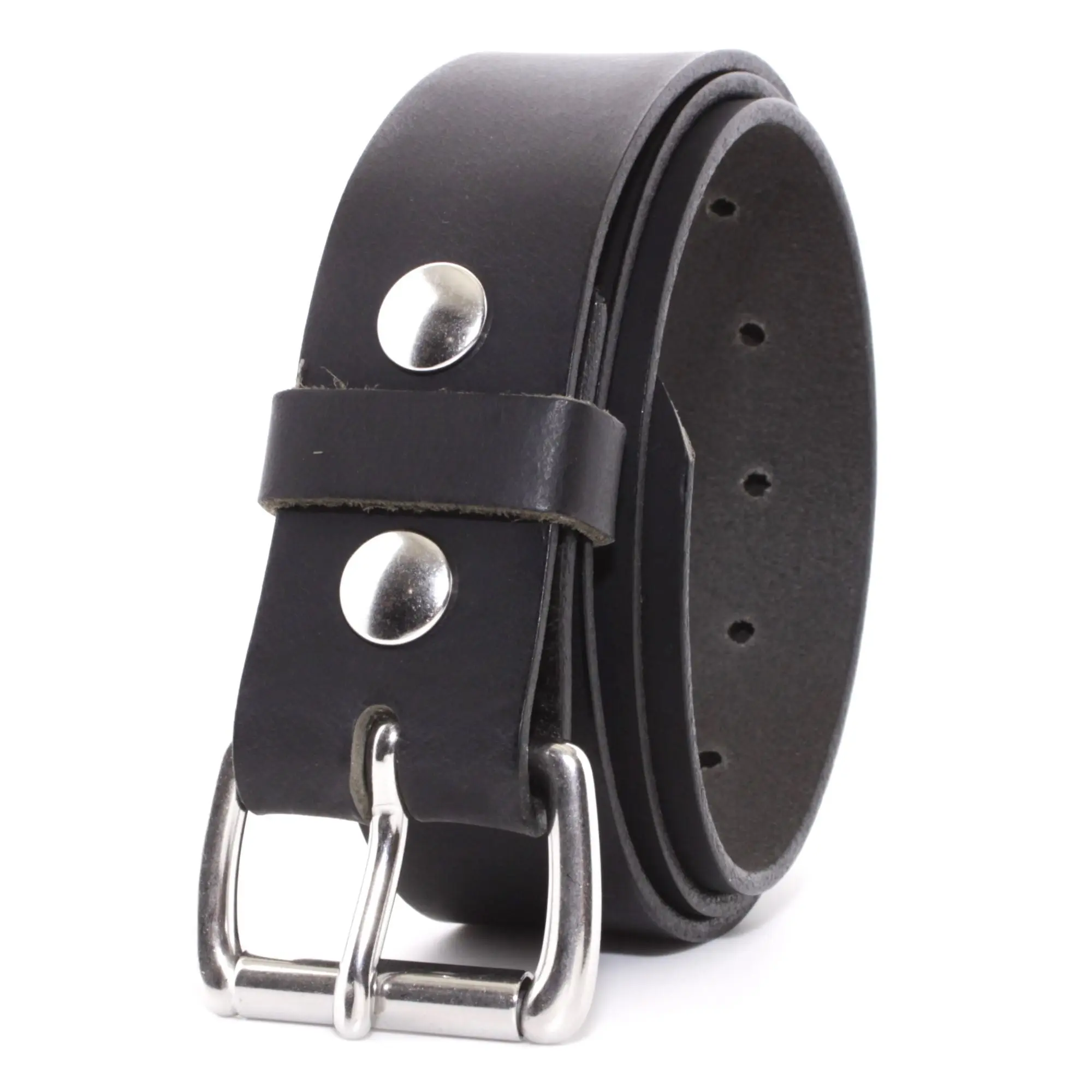 Mens Belts Leather Veg Oil Tan, Buffalo Leather Handmade By Amish, 1.25 Inch Wide & 3.6mm Thickness (Matte Black)