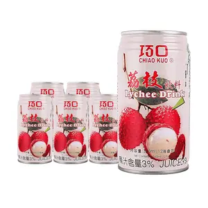 Chiao Kuo Lychee Juice Drink 6 Pack - Authentic Taiwanese Flavor, 340ml Cans, Refreshing Fruit Beverage