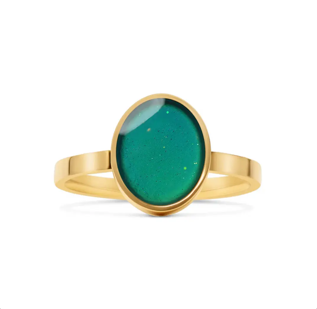 eterla COLOR CHANGING MOOD RING 'icon' 18KT Yellow Gold PVD Coated UNISEX