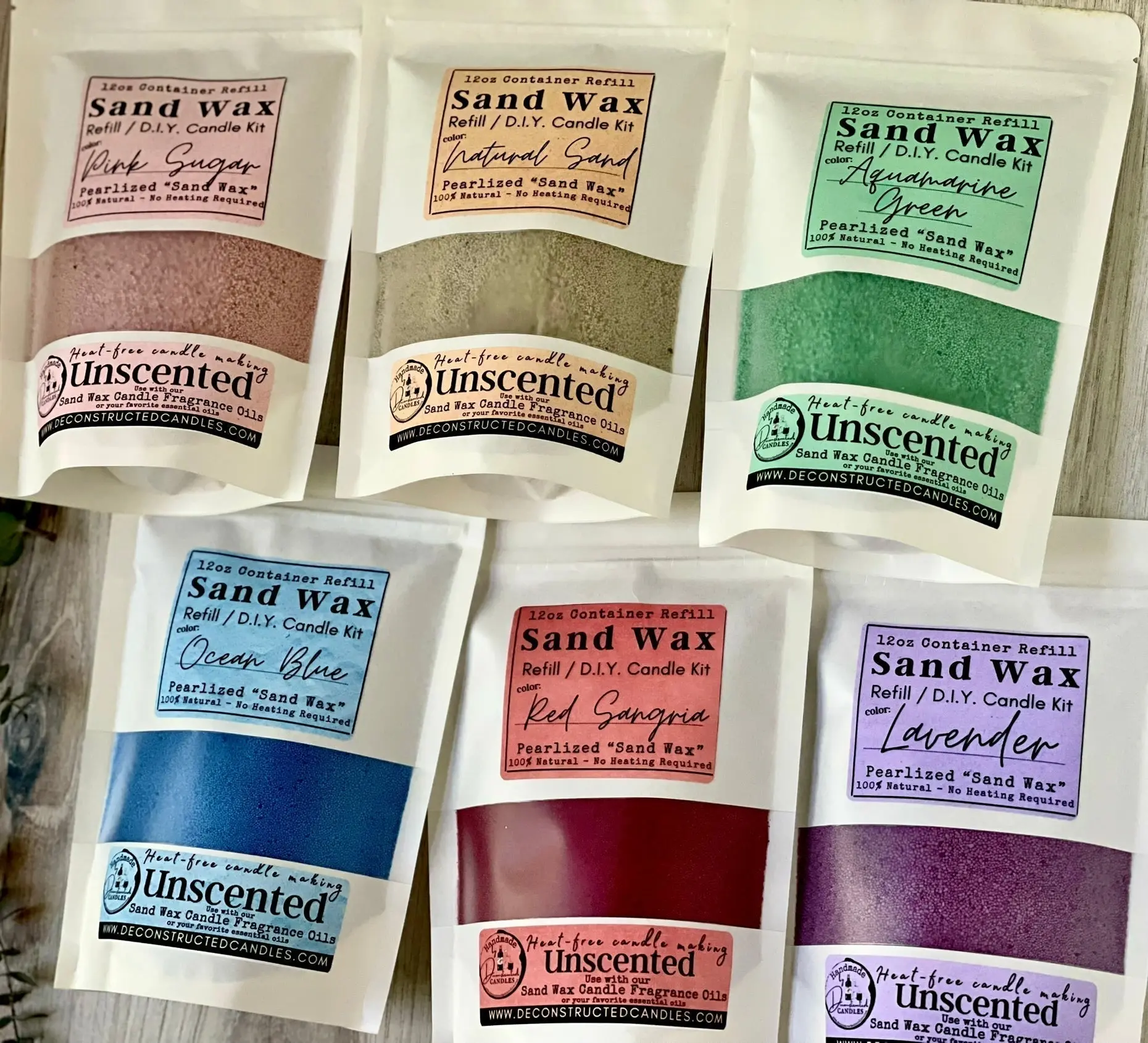 12oz Sand Wax Candle Kit - Natural Sand (Beach) Color - WAX + WICKS + FRAGRANCE OILS - Cocktail Scents