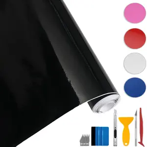 Gloss Vinyl Wrap 1ft x 5ft, Car Wrap Vinyl Roll Tool Kit with Bubble Free Air Release Technology, Automotive Blackout Film for Motos Cars Interior Exterior