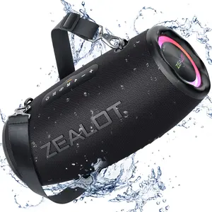 【 ZEALOT 】 Portable wireless speaker 80W, large and powerful bass, DSP, RGB ambient light, IP67 waterproof, TWS pairing, 16000mAh, portable power bank, supports 10 hours of continuous playback. Ideal choice for family, outdoor camping, and beach parties