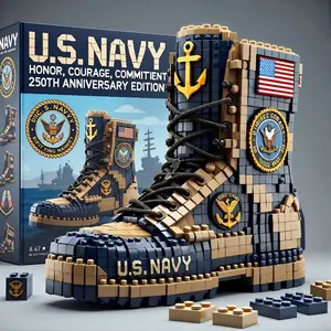 U.S. Navy Tactical Boot Building Blocks Articulated Joint Model Outdoor Adventure Collectible Creative Gift for Boys 250th Anniversary Edition
