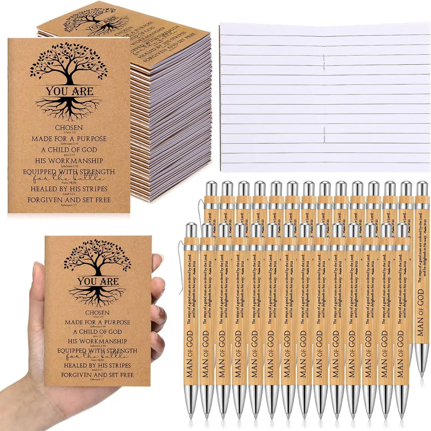 30 Sets Father's Day Religious Notepad Bulk Gifts for Church Man of God  Verse Journaling Mini Notepads Notebook  Pens  Study Supplies Christian  for Dad Church Member Men