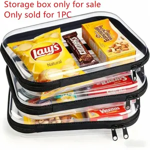Pet Transparent Storage Box, Snacks Clothing Cosmetics Toys Classification Zipper Hard Shell Bag, Organizational Container