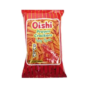 OISHI Shrimp Crackers Spicy Flavor 60g - Crispy Snack, Childhood Nostalgia, Asian Snacks