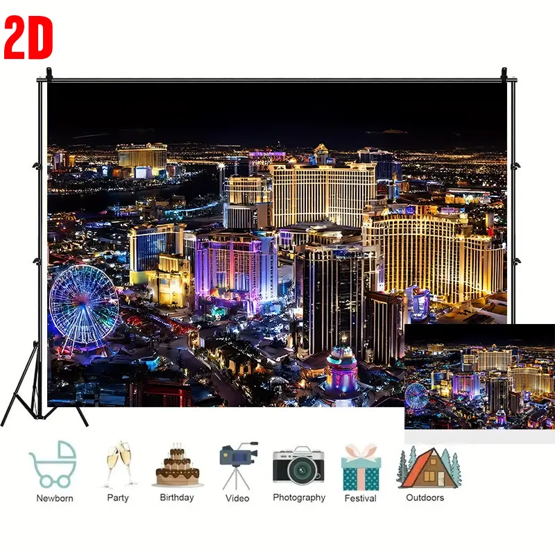 Glowing Cityscape Backdrop Modern Night City Theme Tapestry Wall Hanging Photography Background for Wedding Celebration Birthday Party Event Decor Supplies