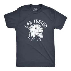 Mens Lab Tested T Shirt Funny Pet Puppy Labrador Retriever Joke Tee for Guys Mens Funny T Shirts Cool Vintage Fashion T-Shirt Gift Classic Menswear Sarcastic Apparel for Men Funny Dog Short Sleeve Novelty Tees Navy - LAB